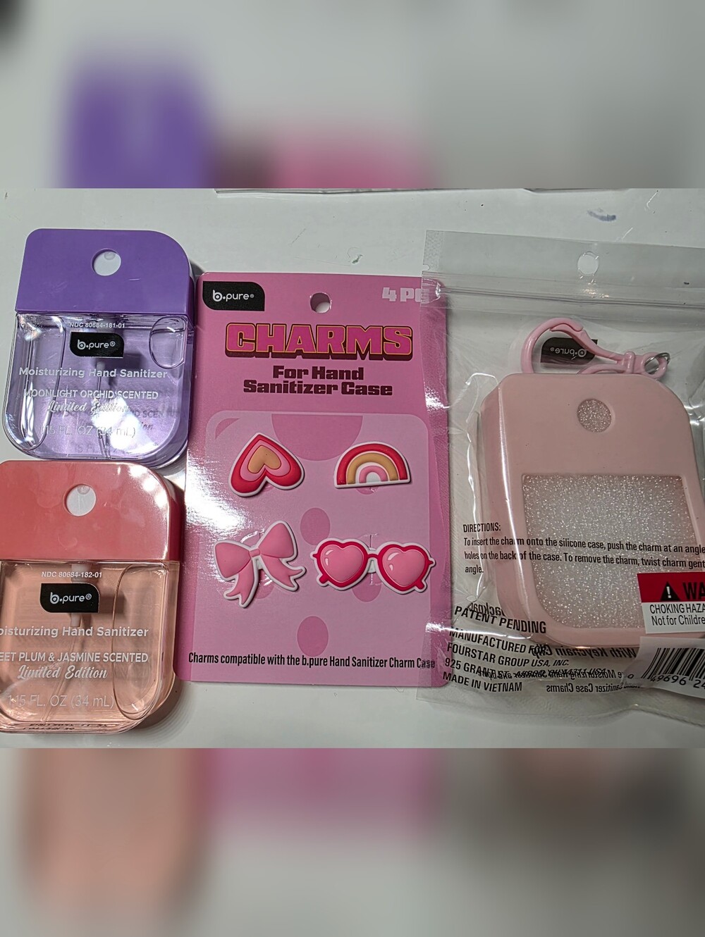Pink Hand Sanitizer Case with Charms